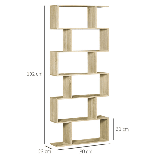 HOMCOM Estante para Livros Moderna Estante com 6 Prateleiras para Sala de Jantar Sala de Estar Estúdio 80x23x192 cm Madeira