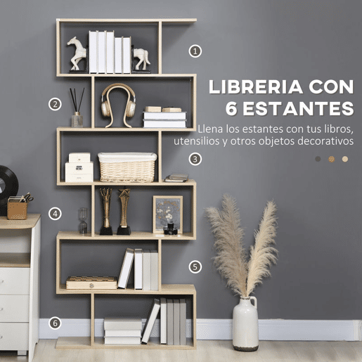 HOMCOM Estante para Livros Moderna Estante com 6 Prateleiras para Sala de Jantar Sala de Estar Estúdio 80x23x192 cm Madeira