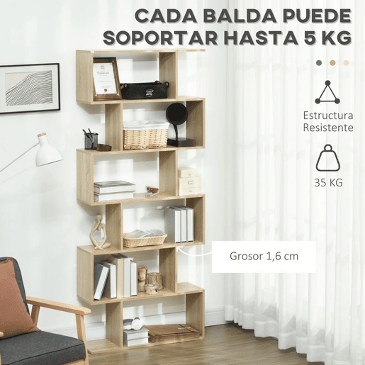HOMCOM Estante para Livros Moderna Estante com 6 Prateleiras para Sala de Jantar Sala de Estar Estúdio 80x23x192 cm Madeira