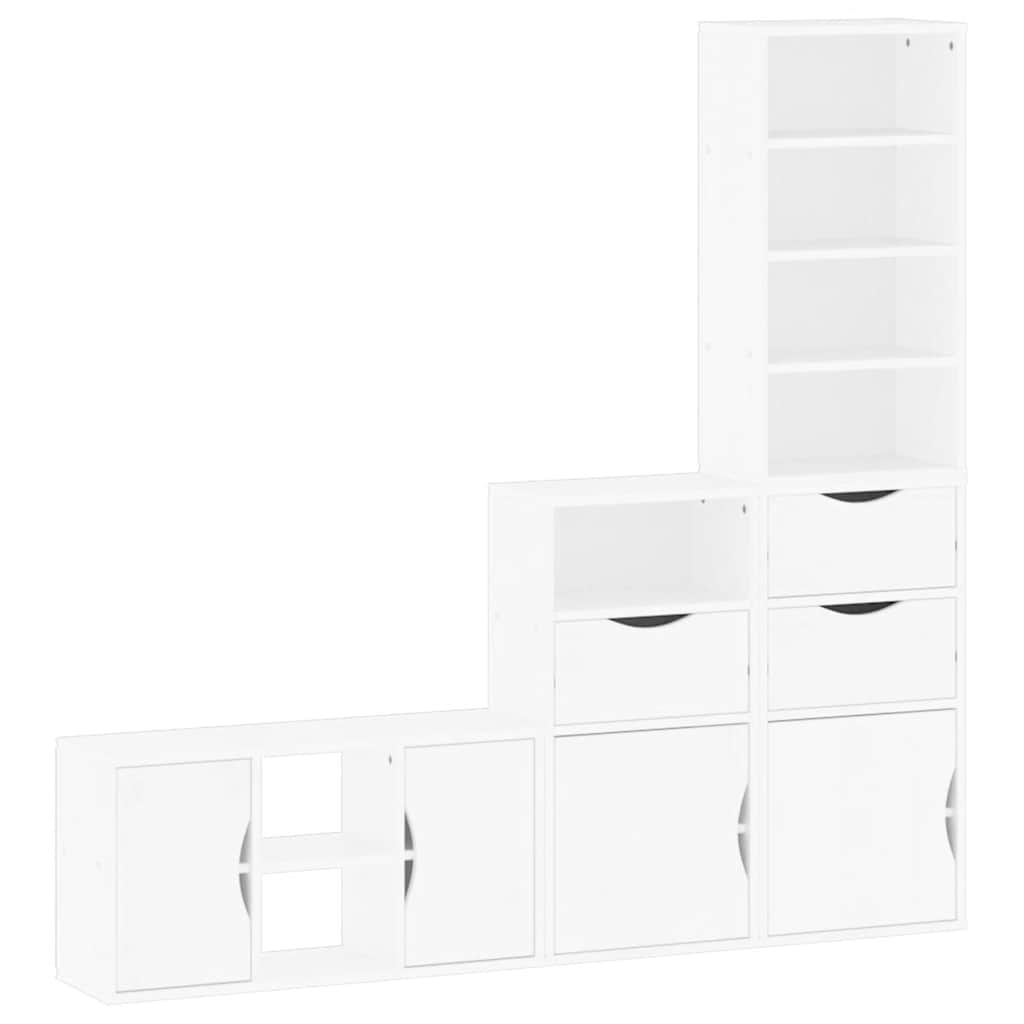 muebles de tv 4 uds con almacenaje odda blanco madera pino