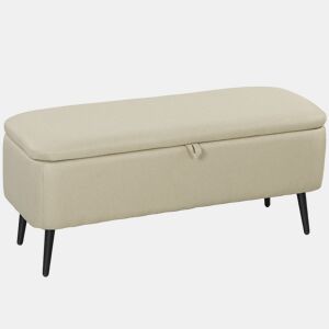 HOMCOM Banco de Armazenamento Estofado em Linho com Tampa Abatível e Pés de Aço para Dormitório Sala de Estar Entrada Carga Máxima 150kg 101x38,5x44,5 cm Bege