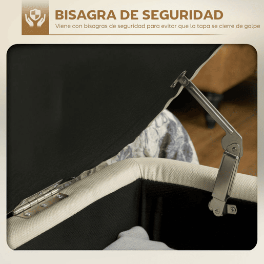 HOMCOM Banco de Armazenamento Estofado em Linho com Tampa Abatível e Pés de Aço para Dormitório Sala de Estar Entrada Carga Máxima 150kg 101x38,5x44,5 cm Bege
