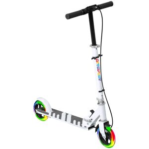 AIYAPLAY Trotinete Dobrável para Crianças de 3-8 Anos Trotinete Infantil de 2 Rodas com Luzes LED Guiador com 4 Alturas Ajustáveis Travão Traseiro e de Mão 73x36x73-89 cm Branco