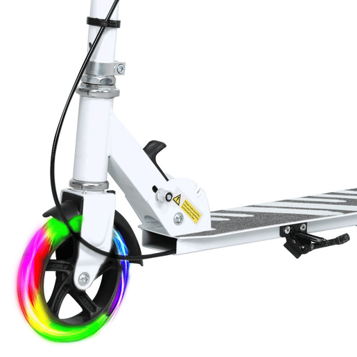AIYAPLAY Trotinete Dobrável para Crianças de 3-8 Anos Trotinete Infantil de 2 Rodas com Luzes LED Guiador com 4 Alturas Ajustáveis Travão Traseiro e de Mão 73x36x73-89 cm Branco