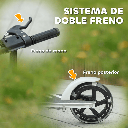 AIYAPLAY Trotinete Dobrável para Crianças de 3-8 Anos Trotinete Infantil de 2 Rodas com Luzes LED Guiador com 4 Alturas Ajustáveis Travão Traseiro e de Mão 73x36x73-89 cm Branco