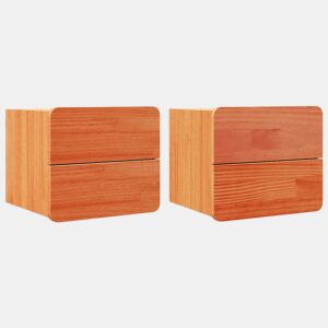 Lote de 2 Mesa De Cabeceira - Mesinha De Cabeceira com gaveta Castanho 39 x 34 x 33 cm
