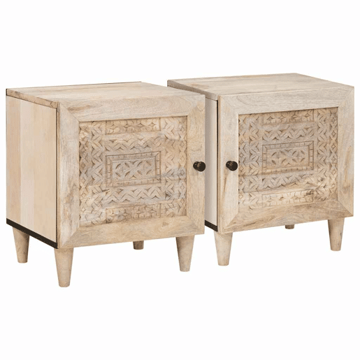 Lote de 2 Mesa De Cabeceira Mesinha De Cabeceira - Bege 40 x 33 x 46 cm