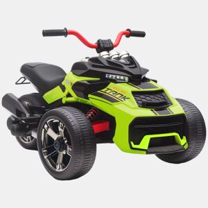 AIYAPLAY Quadricilo Elétrico para Crianças 12V 3-8 Anos com 2 Motores Velocidade até 5 kmh 3 Rodas Suspensão Faróis Buzina Música USB 113x74x63 cm Verde