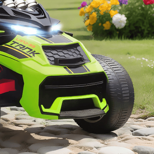 AIYAPLAY Quadricilo Elétrico para Crianças 12V 3-8 Anos com 2 Motores Velocidade até 5 kmh 3 Rodas Suspensão Faróis Buzina Música USB 113x74x63 cm Verde