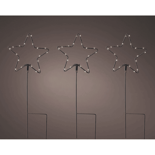 Conjunto de estacas LED para jardim Lumineo Natal Estrelas Ø 15 x 42,5 cm MicroLED 3 Peças