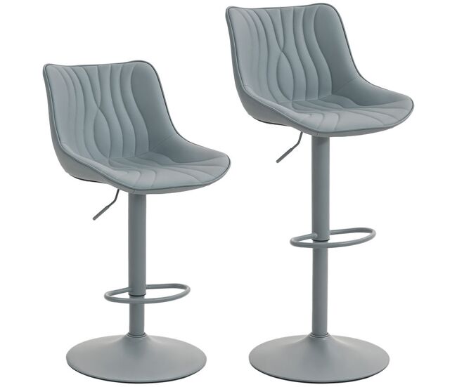 Homcom juego de 2 taburetes de bar taburetes altos de cocina giratorios con altura ajustable 92-110 cm respaldo asiento de piel sintética marco de