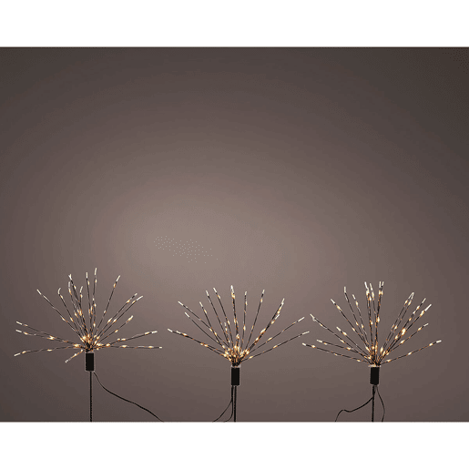 Conjunto de estacas LED para jardim Lumineo Fogo de Artifício Natal MicroLED 3 Peças