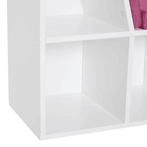 HOMCOM Estante Infantil com Assento Estante com 6 Cubos e Banco com Almofada 102x30x61cm Branco e Rosa