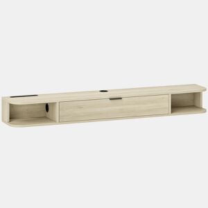HOMCOM Móvel de TV Suspenso Móvel de TV para Sala com Gaveta Rebatível 2 Prateleiras Abertas Orifício para Cabos Estilo Moderno para Televisão 60 Polegadas 140x24x16 cm Madeira