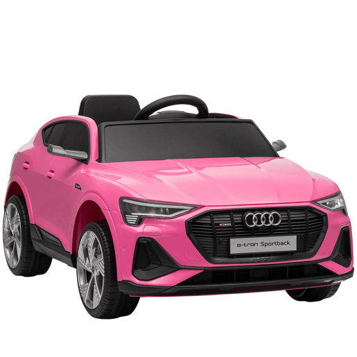 HOMCOM Carro Elétrico Audi E-Tron 12V para Crianças acima de 3 Anos com Controle Remoto Faróis Buzina Música MP3 TF USB e Abertura da Porta 3-8kmh 108x60x47 cm Rosa