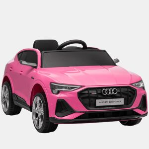 HOMCOM Carro Elétrico Audi E-Tron 12V para Crianças acima de 3 Anos com Controle Remoto Faróis Buzina Música MP3 TF USB e Abertura da Porta 3-8kmh 108x60x47 cm Rosa
