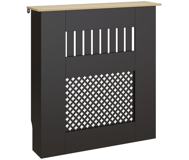 Homcom cubre radiadores, cubreradiador de mdf, 78x19x81 cm, cubierta para radiador, diseño moderno de listones y nido de abeja, para salón, dormitorio, negro
