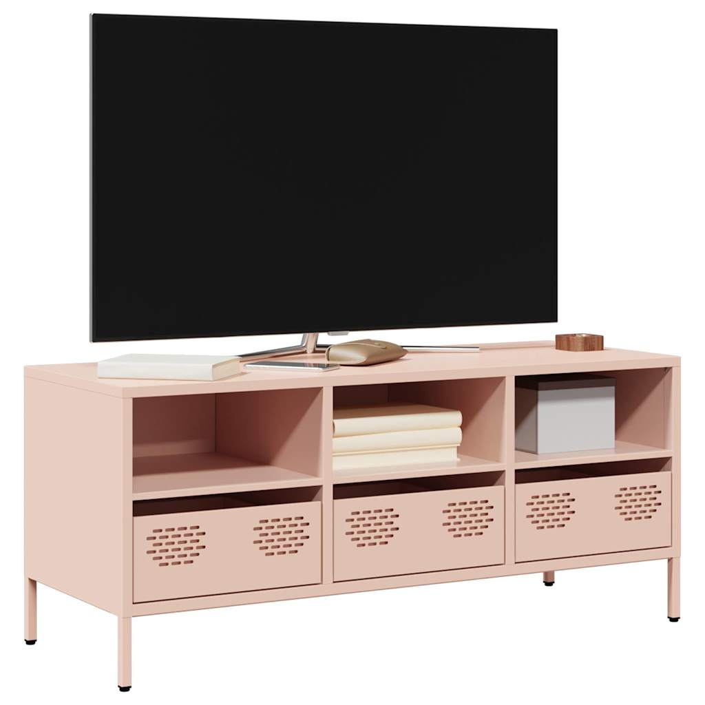 Mueble para TV acero laminado en frío rosa 101,5x39x43,5 cm - Conforama
