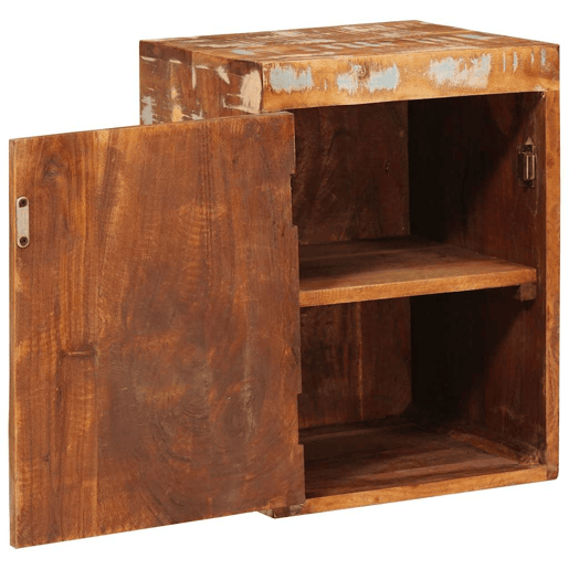 Mesa De Cabeceira - Mesinha De Cabeceira Castanho Madeira Sólida Reclamada