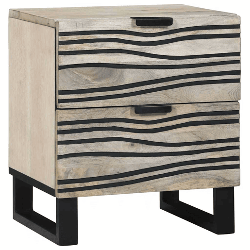 Lote de 2 Mesa De Cabeceira - Mesinha De Cabeceira Branco e preto 40 x 33 x 46 cm
