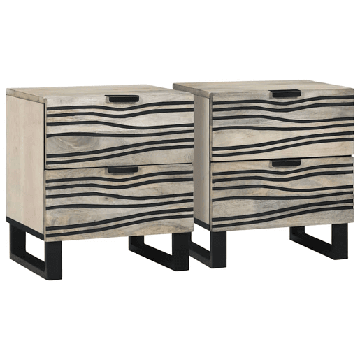 Lote de 2 Mesa De Cabeceira - Mesinha De Cabeceira Branco e preto 40 x 33 x 46 cm