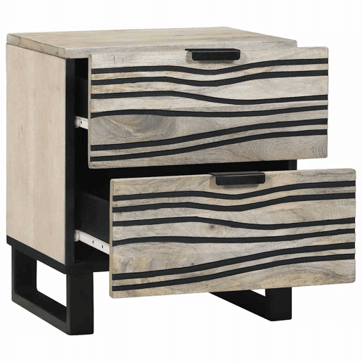Lote de 2 Mesa De Cabeceira - Mesinha De Cabeceira Branco e preto 40 x 33 x 46 cm