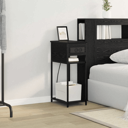 Mesa De Cabeceira - Mesinha De Cabeceira Carvalho preto 41 x 28 x 76 cm
