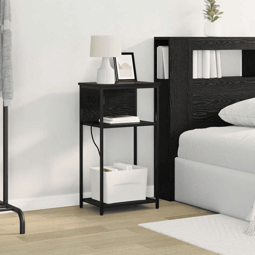 Mesa De Cabeceira - Mesinha De Cabeceira Carvalho preto 41 x 28 x 76 cm