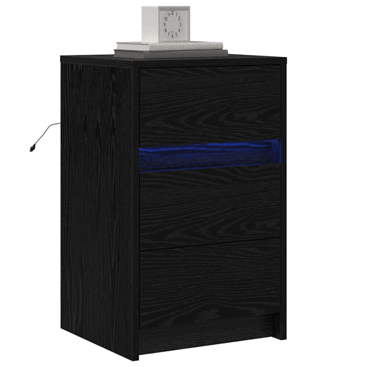 Mesa De Cabeceira - Mesinha De Cabeceira com gaveta Carvalho preto 38 x 34 x 61 cm
