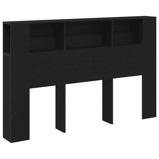 vidaXL Cabeceira com Armário Carvalho preto 160 x 19 x 104.5 cm, Cabeceiras Modernas, Soluções de Armazenamento, Design Funcional, Móveis Compactos para Ambientes Urbanos