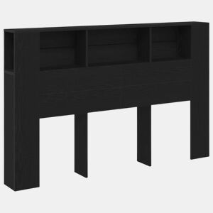 vidaXL Cabeceira com Armário Carvalho preto 160 x 19 x 104.5 cm, Cabeceiras Modernas, Soluções de Armazenamento, Design Funcional, Móveis Compactos para Ambientes Urbanos
