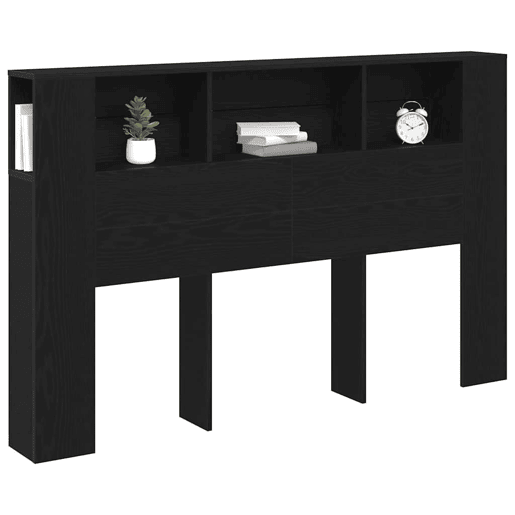 vidaXL Cabeceira com Armário Carvalho preto 160 x 19 x 104.5 cm, Cabeceiras Modernas, Soluções de Armazenamento, Design Funcional, Móveis Compactos para Ambientes Urbanos