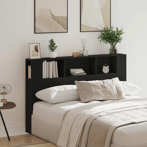 vidaXL Cabeceira com Armário Carvalho preto 160 x 19 x 104.5 cm, Cabeceiras Modernas, Soluções de Armazenamento, Design Funcional, Móveis Compactos para Ambientes Urbanos