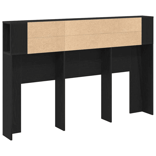 vidaXL Cabeceira com Armário Carvalho preto 160 x 19 x 104.5 cm, Cabeceiras Modernas, Soluções de Armazenamento, Design Funcional, Móveis Compactos para Ambientes Urbanos