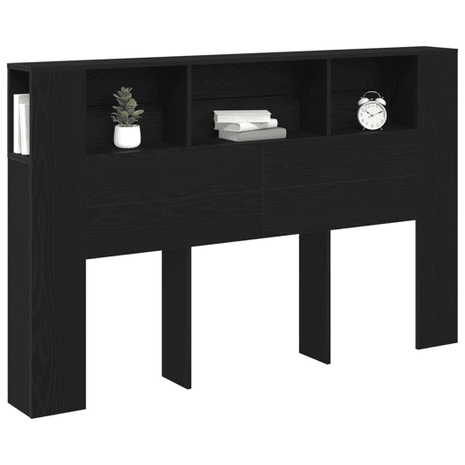 vidaXL Cabeceira com Armário Carvalho preto 160 x 19 x 104.5 cm, Cabeceiras Modernas, Soluções de Armazenamento, Design Funcional, Móveis Compactos para Ambientes Urbanos