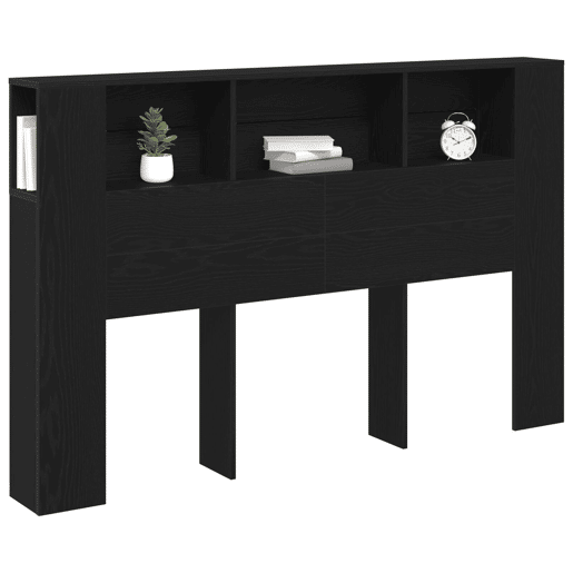 vidaXL Cabeceira com Armário Carvalho preto 160 x 19 x 104.5 cm, Cabeceiras Modernas, Soluções de Armazenamento, Design Funcional, Móveis Compactos para Ambientes Urbanos