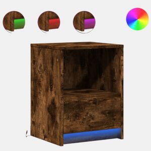 Lote de 2 Mesa De Cabeceira - Mesinha De Cabeceira c LEDs derivados madeira carvalho fumado