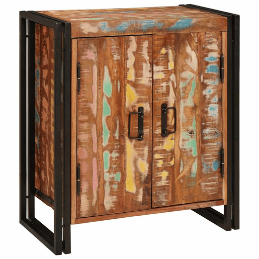 Mesa De Cabeceira - Mesinha De Cabeceira Multicolor Madeira recuperada maciça