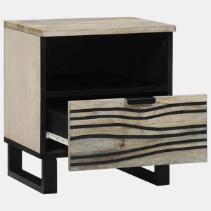 Mesa De Cabeceira - Mesinha De Cabeceira com gaveta Branco e preto 40 x 33 x 46 cm