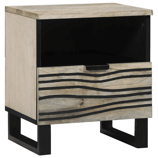 Mesa De Cabeceira - Mesinha De Cabeceira com gaveta Branco e preto 40 x 33 x 46 cm