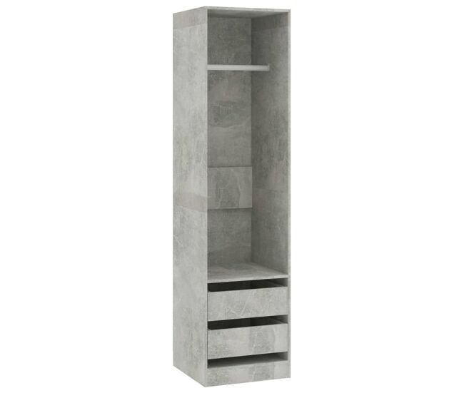 Armario auxiliar arco 2 cajones + barra para colgar gris 200x50 cm
