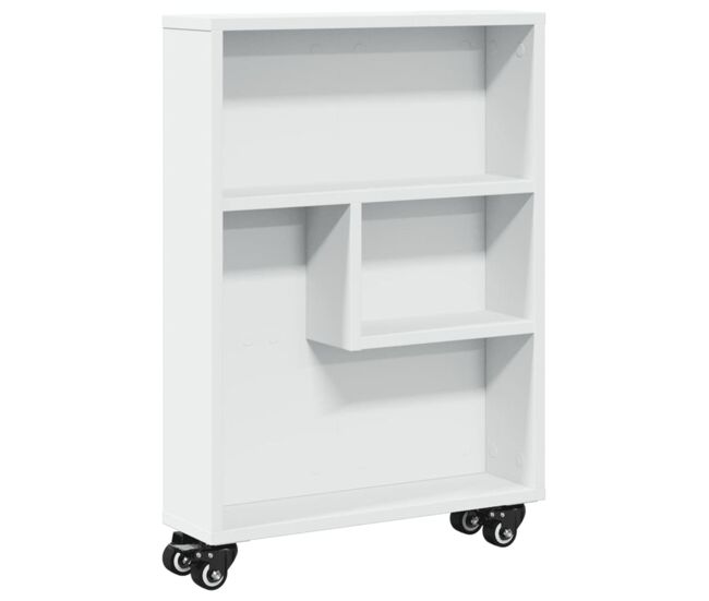 Carrito auxiliar lombarda 3 compartimentos con ruedas blanco 68x48x13 cm