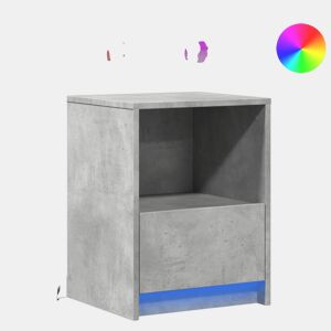 Lote de 2 Mesa De Cabeceira - Mesinha De Cabeceira c LEDs derivados madeira cinza cimento