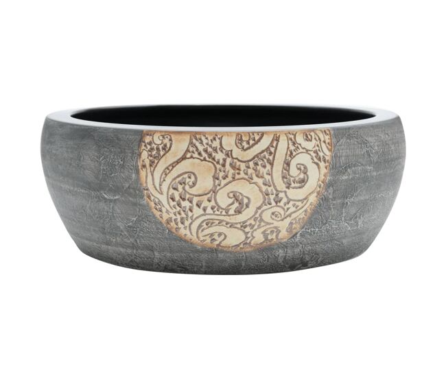 Vidaxl lavabo sobre encimera redondo cerámica marrón y negro φ41x14 cm