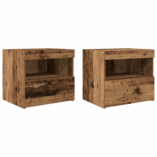 Lote de 2 Mesa De Cabeceira - Mesinha De Cabeceira Madeira antiga 50 x 40 x 45 cm