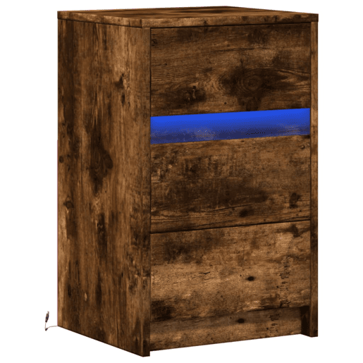 Mesa De Cabeceira Mesinha De Cabeceira - c luzes LED derivados madeira carvalho fumado
