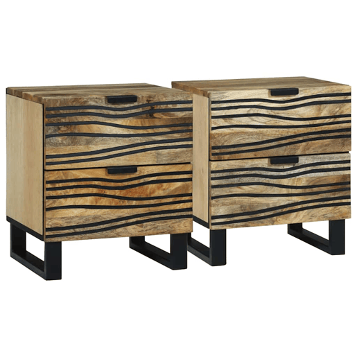 Lote de 2 Mesa De Cabeceira - Mesinha De Cabeceira com gaveta Castanho 40 x 33 x 46 cm