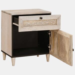 Mesa De Cabeceira - Mesinha De Cabeceira com gaveta com porta Bege 50 x 33 x 60 cm