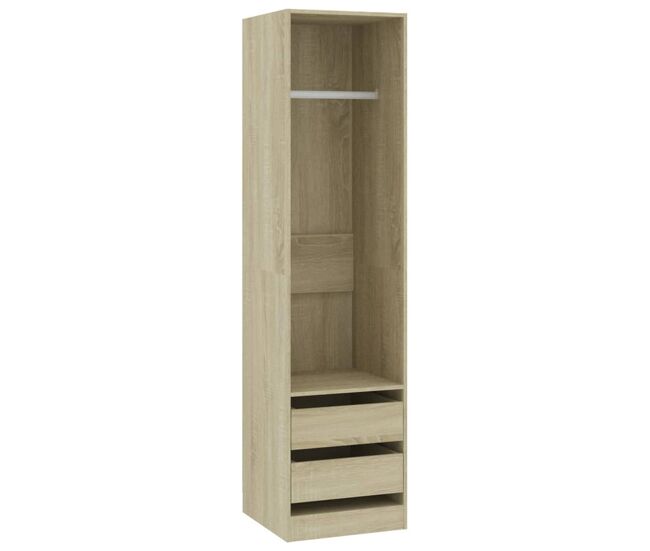 Armario auxiliar arco 2 cajones + barra para colgar roble 200x50 cm
