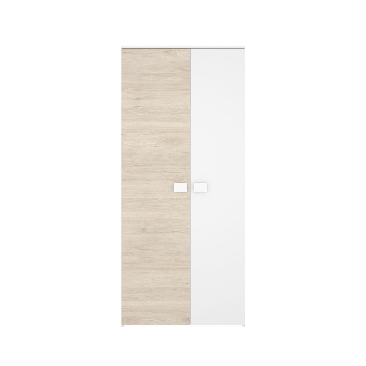 Armario dina 2 puertas + barra para colgar + estantes blanco/natural 205x90x52 cm